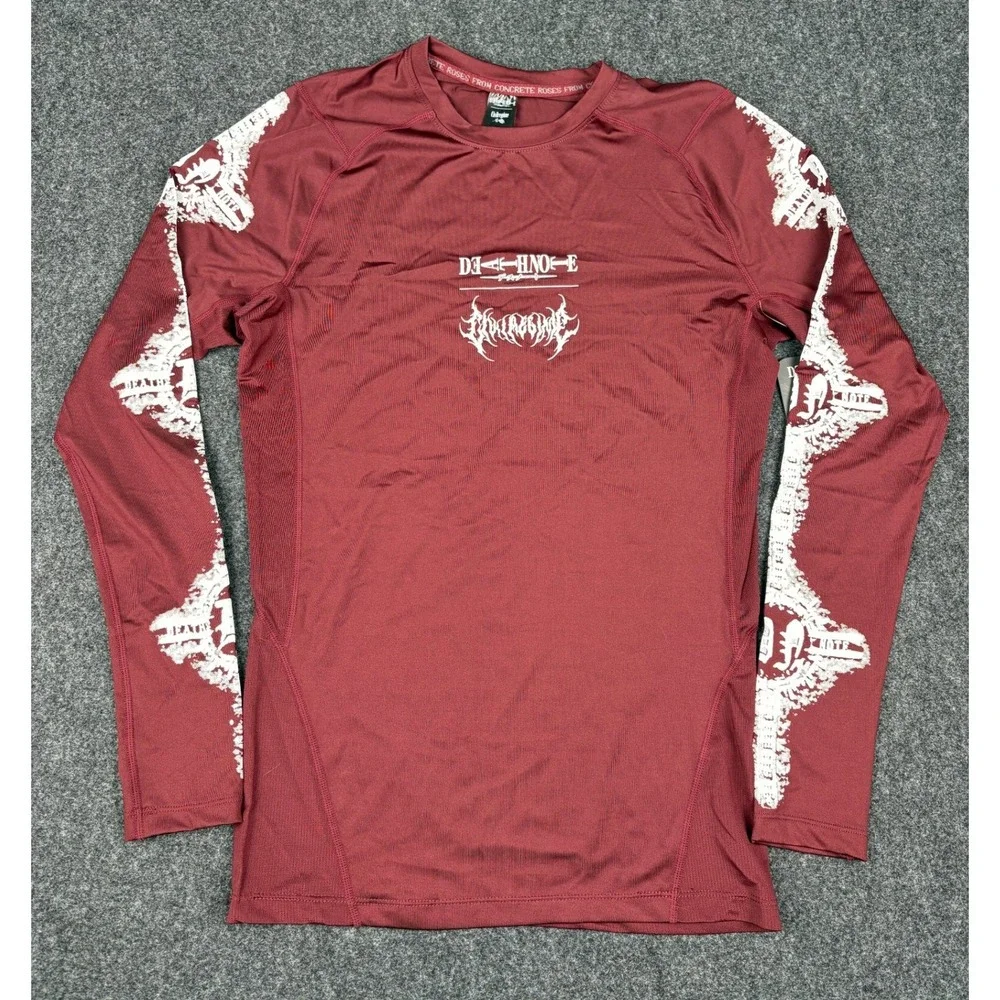 Civil Regime x Death Note Rash Guard Mens Medium Maroon Long Sleeve Anime Shirt